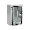 Cutie distributie IP65 din ABS gri, usa transparenta, placa metalica, 200x300x130 mm PP3011 – Plastim PP3011