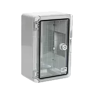 Cutie distributie IP65 din ABS gri, usa transparenta, placa metalica, 200x300x130 mm PP3011
