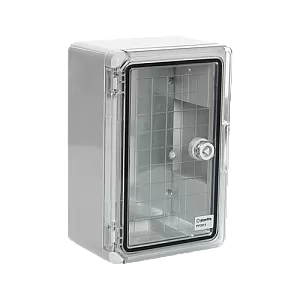 Cutie distributie IP65 din ABS gri, usa transparenta, placa metalica, 200x300x130 mm PP3011