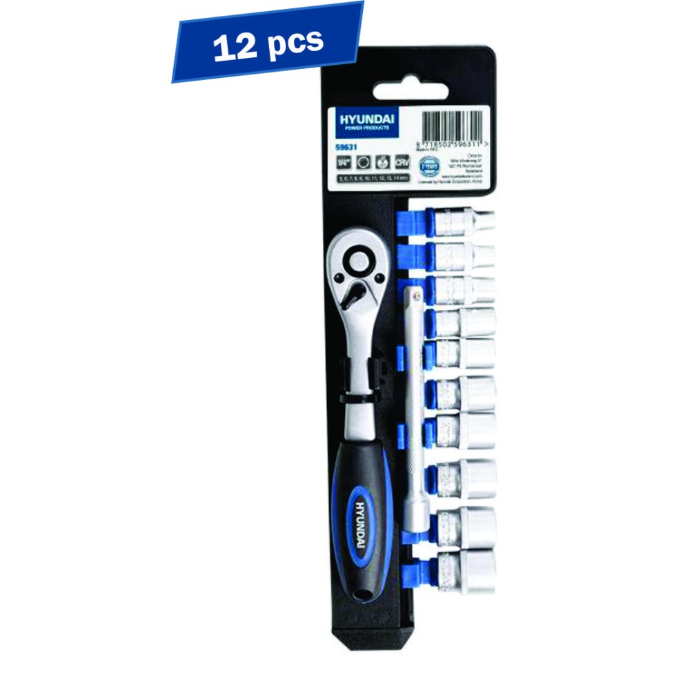 Set 12 piese - chei clichet cu tubulare 1/4, Hyundai HY-59631 – HYUNDAI HY-59631