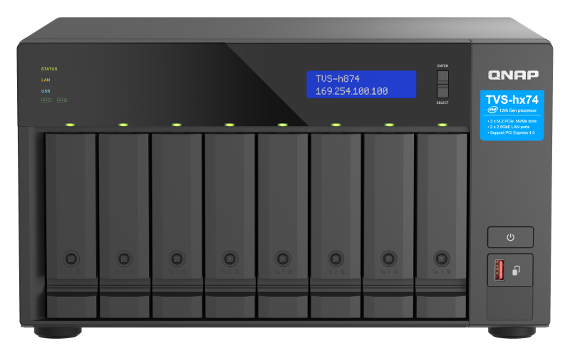 QNAP TVS-H874-I7-32G NAS 8 Bay Intel Core i7 12 Core 32GB RAM 2.5GbE 2x M.2 NVMe Tower – QNAP TVS-H874-I7-32G