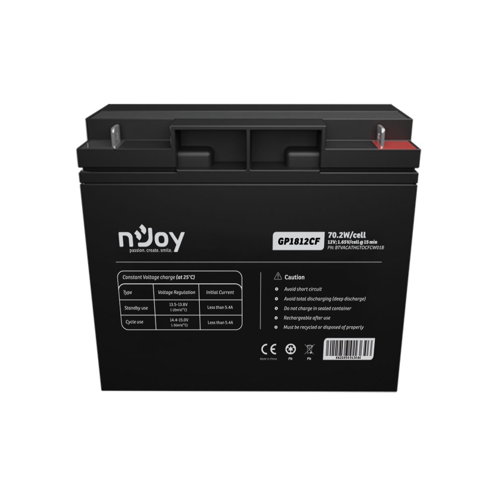 NJOY BTVACATHGTOCFCW01B – NJOY GP1812CF – Baterie AGM VRLA 12V 18Ah NJOY GP1812CF – Baterie AGM VRLA 12V 18Ah – NJOY BTVACATHGTOCFCW01B