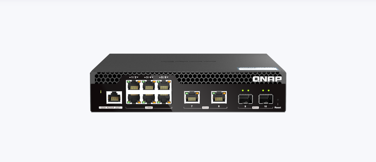 QNAP QSW-M2106R-2S2T Switch Web Managed Rack 10 Porturi 2.5GbE 10GbE RJ45 SFP+ Marvell – QNAP QSW-M2106R-2S2T