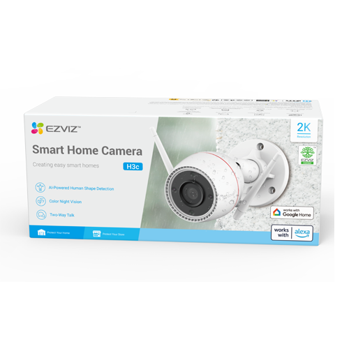 Camera IP EZVIZ de exterior, WI-Fi, rezolutie 2K+, Audio bidirectional, distanta IR 30 metri, imagini color 24/7 CS-H3c-2K+