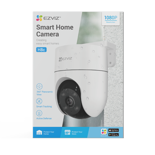 Camera IP EZVIZ de exterior, WI-Fi, Pan&Tilt, FullHD 1080P, Audio bidirectional, distanta IR 30 metri, imagini color 24/7 CS-H8C-FHD