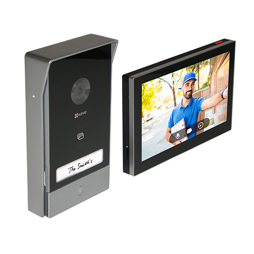 Kit interfon video inteligent EZVIZ, rezolutie 2k, monitor TFT 7 inch, instalare pe 2 fire, RFID, comenzi poarta/usa, SDcard, Wi-Fi, IR CS-HP7-2k