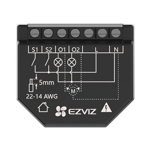 Releu inteligent Wi-Fi pentru aplicatii Smart Home EZVIZ, 2 canale 250Vc.a. max. 16A CS-T36-R100-WM