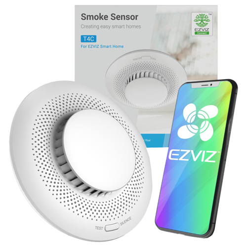 Senzor de fum Smart Home EZVIZ, avertizare optica si acustica, comunicare Wireless ZigBee CS-T4C