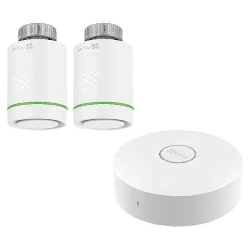 Kit Home Gateway Smart Home + 2 x Termostat inteligent, comunicare wireless ZigBee, EZVIZ CS-T55-A3-A(kit)