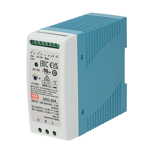 Sursa de alimentare in comutatie, 13.8V / 4.3A, sina DIN, backup - MEAN WELL DRC-60A