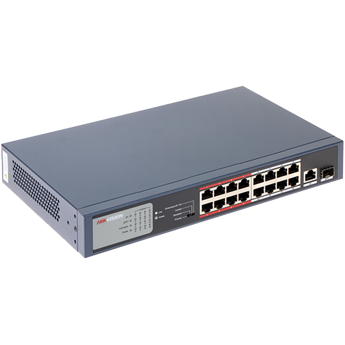 Switch 16 porturi PoE, 2 porturi uplink - HIKVISION DS-3E0318P-E-M