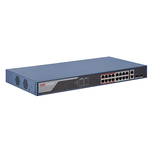 Switch 16 porturi PoE 100Mbps, 2 port uplink Gigabit, SMART Management - HIKVISION DS-3E1318P-EI