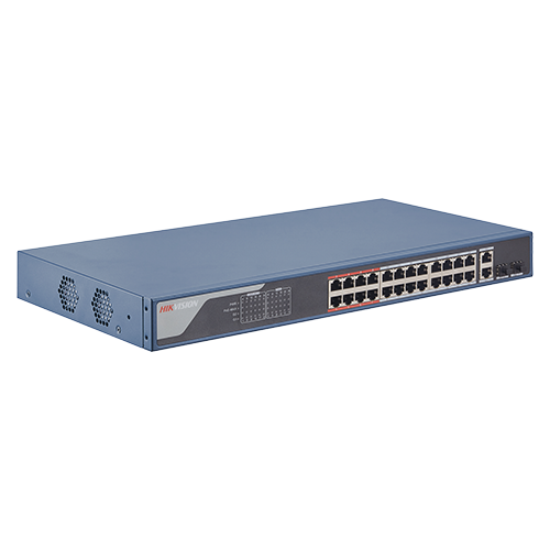 Switch 24 porturi PoE 100Mbps, 2 port uplink Gigabit, SMART Management - HIKVISION DS-3E1326P-EI