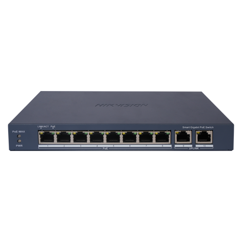 Switch 8 porturi PoE Gigabit, 2 porturi Gigabit, Smart Management - HIKVISION DS-3E1510P-EI