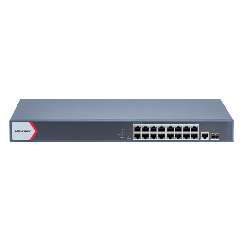 Switch 16 porturi PoE Gigabit, 1 porturi RJ45 Gigabit, 1 port SFP Gigabit, Smart Management - HIKVISION DS-3E1518P-EI-M