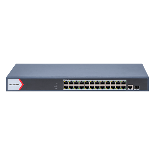 Switch 24 porturi PoE Gigabit, 1 porturi RJ45 Gigabit, 1 port SFP Gigabit, Smart Management - HIKVISION DS-3E1526P-EI