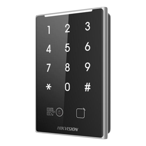 Cititor de proximitate MIFAR, cod QR, Wiegand, RS-485, tastatura integrata -HIKVISION DS-K1109DKB-QR