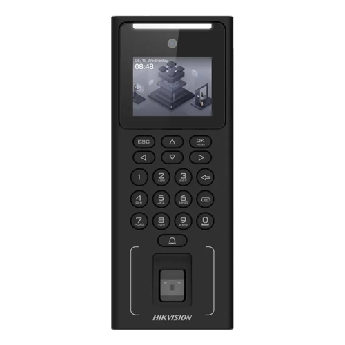 Terminal standalone control acces cu Recunoastere faciala, Amprenta, Card M1 si PIN, camera 2MP, ecran LCD 2.4 inch - HIKVISION DS-K1T321MFWX