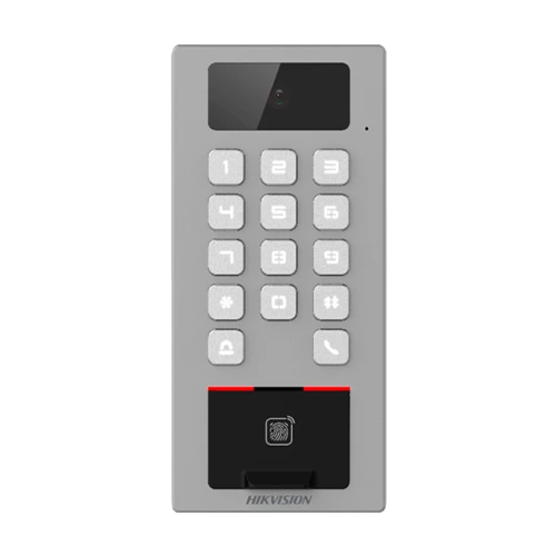 Terminal control acces si interfon cu camera, tastatura, card, Bluetooth, Wi-Fi, Alarma - HIKVISION DS-K1T502DBFWX-C