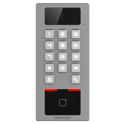 Terminal control acces si interfon cu tastatura si cititor card, rezolutie 2MP, Wi-Fi, RS485, Alarma - HIKVISION DS-K1T502DBWX-C