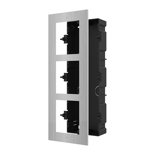 Rama montaj ingropat din otel inoxidabil, 3 module, pentru Interfon modular - HIKVISION DS-KD-ACF3-S