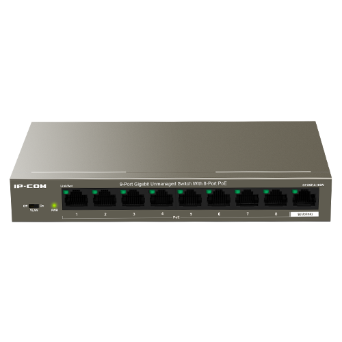 Switch 8 porturi Gigabit PoE, 1 x RJ45 Gigabit Uplink - IP-COM G1109P-8-102W