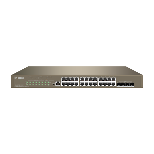 Switch 24 porturi PoE 1Gbps, 4 porturi SFP+ 10Gbps, L3 Cloud Management - IP-COM G5328XP-24-410W