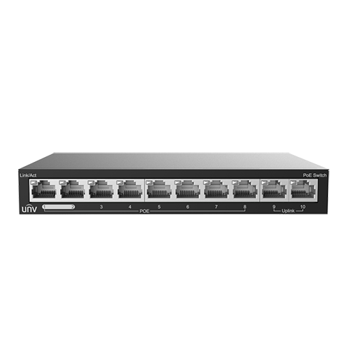 Switch 8 porturi PoE, 2 porturi uplink RJ45 - UNV NSW2020-10T-POE-IN