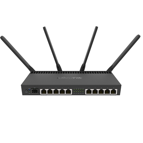 Router 10 x Gigabit, 1 x SFP+ 10Gbps,PoE IN/OUT, RouterOS L5, Wi-Fi - Mikrotik RB4011iGS+5HacQ2HnD-IN