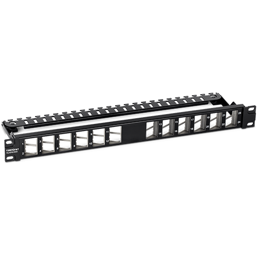 Patch Panel ecranat 24 porturi blank keystone inclinate 1U - TRENDnet TC-KP24SA