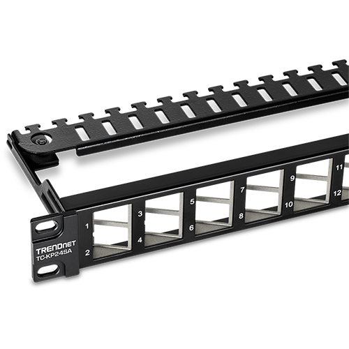 Patch Panel ecranat 24 porturi blank keystone inclinate 1U - TRENDnet TC-KP24SA