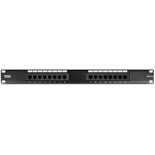 Patch Panel 16 porturi RJ45 UTP 19, Cat5/5e - TRENDnet TC-P16C5E