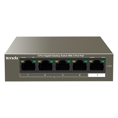 Switch 4 porturi Gigabit PoE, 1 port Uplink Gigabit - Tenda TND-TEG1105P-4-63W