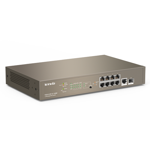 Switch 8 porturi PoE Gigabit, 1 port consola, 1 port SFP Gigabit, management - TENDA TND-TEG5310P-8-150W