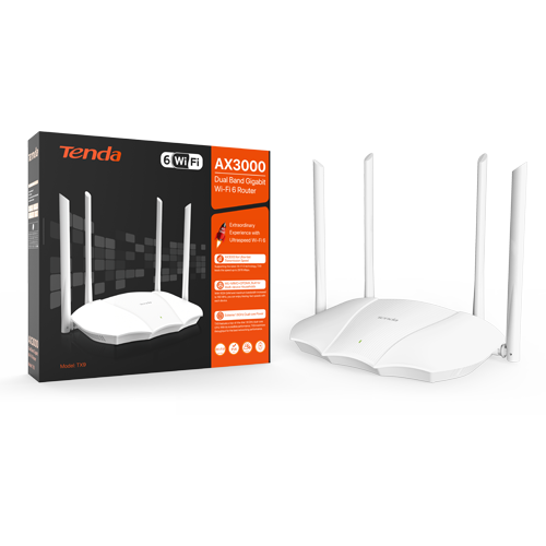 Router Wi-Fi 6 AX3000, DaulBand2.4/5GHz, 574+2402 Mbps, 4x6dBi, 4 x Gigabit  - TENDA TND-TX9