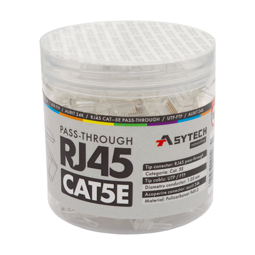 RJ45-CAT5-EZ-JAR | ASYTECH Networking | Mufa RJ-45 UTP Cat.5e EZ Passthrough (100 buc) RJ45-CAT5-EZ-JAR Mufa RJ-45 UTP Cat.5e EZ Passthrough (100 buc) RJ45-CAT5-EZ-JAR