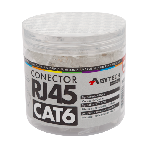 RJ45-CAT6-JAR | ASYTECH Networking | Mufa RJ-45 UTP Cat.6 (100 buc) RJ45-CAT6-JAR Mufa RJ-45 UTP Cat.6 (100 buc) RJ45-CAT6-JAR