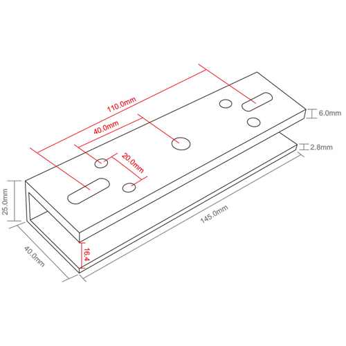 Suport U pt. montaj electromagnet CSE-180P-(S) pe usi din sticla CSE-180P-U – CSAccess CSE-180P-U