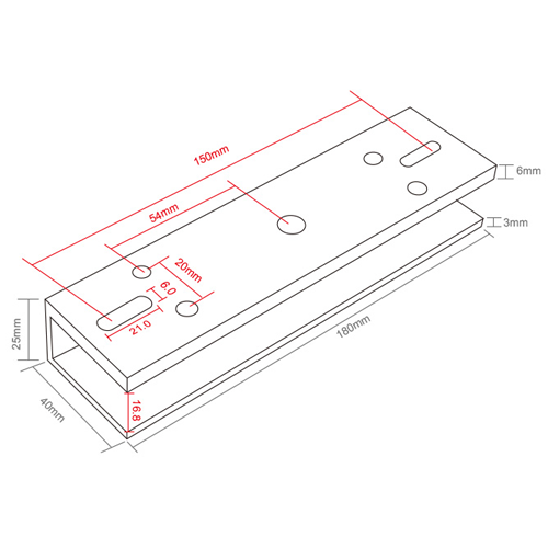 Suport U pt. montaj electromagnet CSE-280P-S pe usi din sticla CSE-280P-U – CSAccess CSE-280P-U