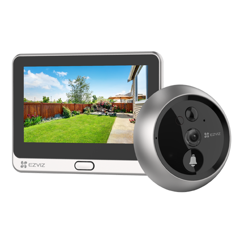 Vizor electronic smart, Wi-Fi, FullHD, monitor 4.3 inch, sonerie, acumulator 4600mAh, Argintiu - EZVIZ CS-DP2C-Silver