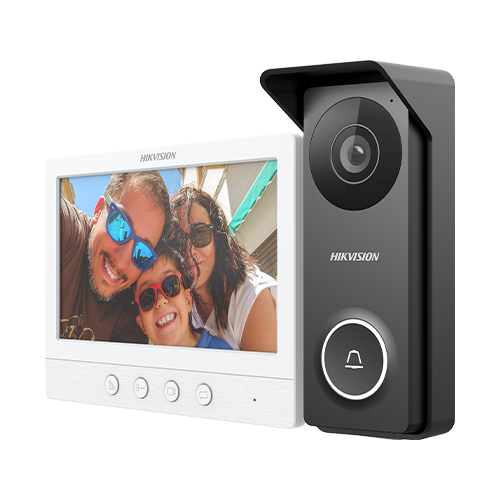 Kit videointerfon analogic, ecran 7, conectare 4 fire pentru 1 familie, IR, IK08 - HIKVISION DS-KIS213