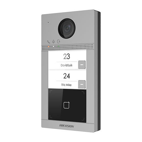 Panou exterior videointerfon TCP/IP pentru 2 familii, Wi-Fi 2.4GHz, control acces integrat - HIKVISION DS-KV8213-WME1