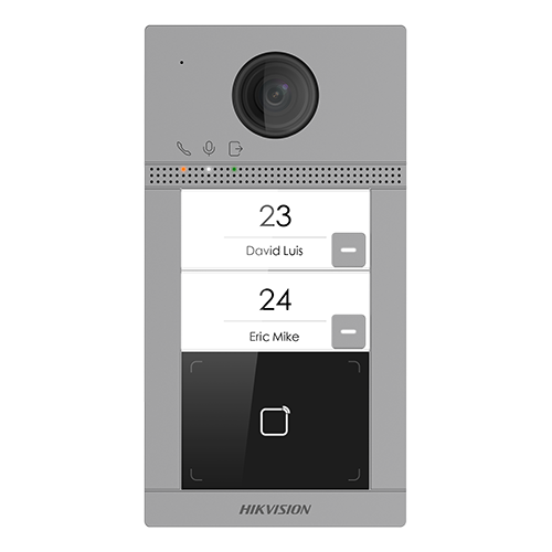 Panou exterior videointerfon TCP/IP pentru 2 familii, Wi-Fi 2.4GHz, control acces integrat - HIKVISION DS-KV8213-WME1