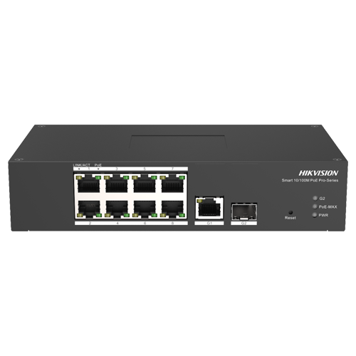 Switch Smart managed 8 porturi PoE, 2 porturi uplink SFP/RJ45 - HIKVISION DS-3T1310P-SI-HS