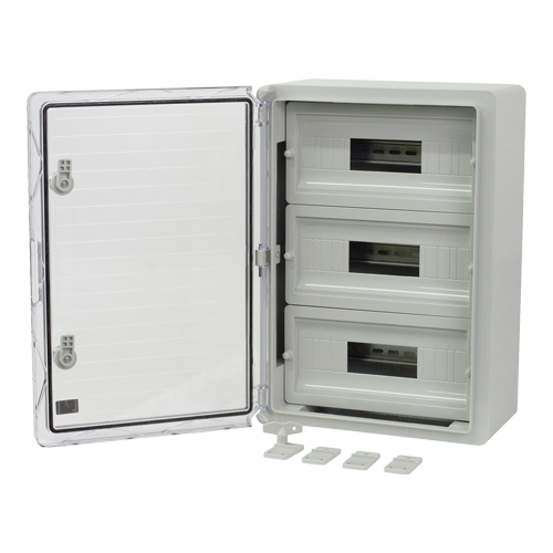 Cutie modulara IP65 din ABS gri, usa transparenta, 3 x 15 module, 350x500x190 mm PP3116