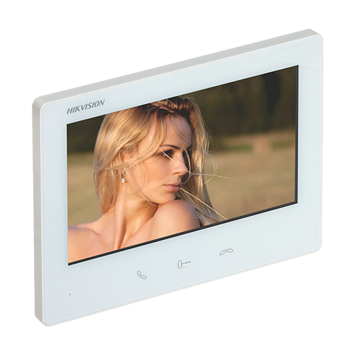 Monitor videointerfon 2 fire TCP/IP, Wi-Fi, Touch Screen TFT 7 inch, DIP Switch - HIKVISION DS-KH7300EY-WTE2-White