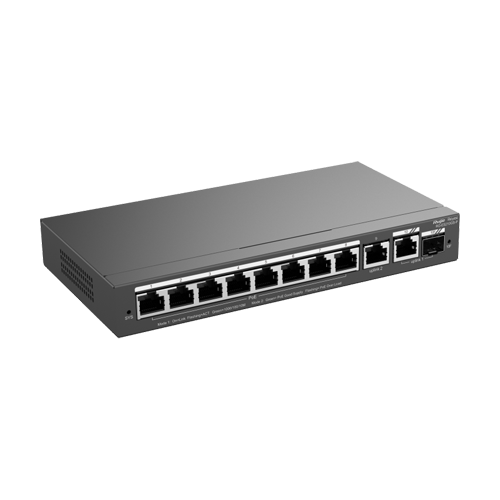 Switch 8 porturi PoE+, 2 porturi GE, 1 port SFP, Gigabit, Cloud Management - Ruijie RG-ES210GS-P