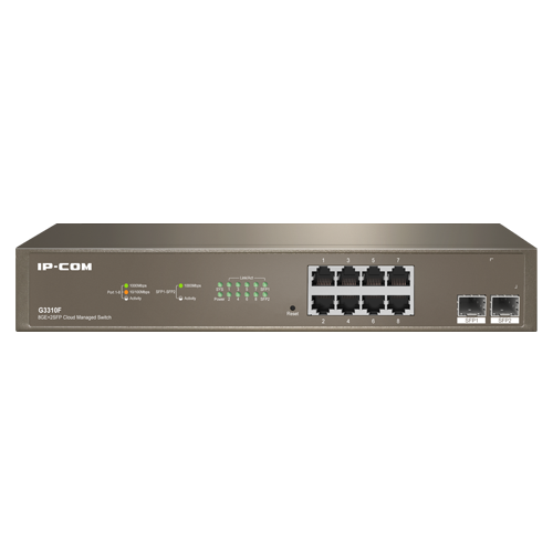 G3310F | IP-COM | Switch 8 x RJ45 Gigabit, 2 x SFP Gigabit Uplink, Cloud Management - IP-COM G3310F Switch 8 x RJ45 Gigabit, 2 x SFP Gigabit Uplink, Cloud Management - IP-COM G3310F