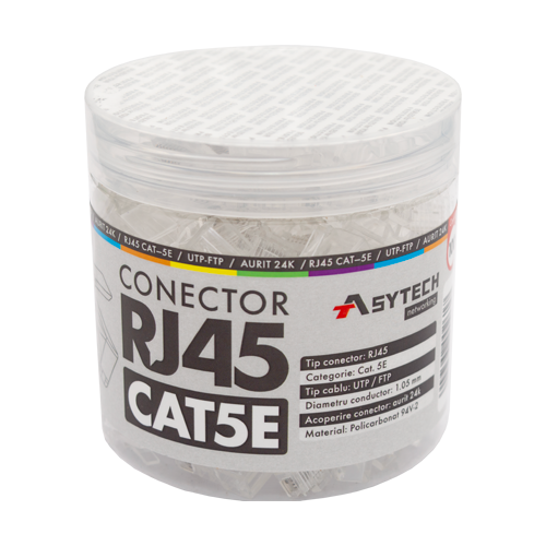 RJ45-CAT5E-JAR | ASYTECH Networking | Mufa RJ-45 UTP Cat.5e (100 buc) RJ45-CAT5E-JAR Mufa RJ-45 UTP Cat.5e (100 buc) RJ45-CAT5E-JAR