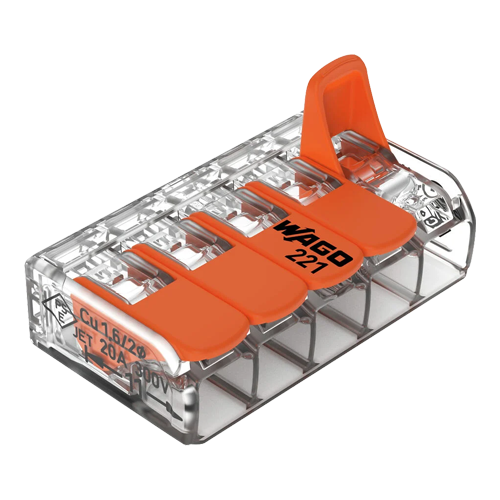 221-415 | WAGO | Conector derivatie 5 fire, max. 4 mm² (25 buc.) - WAGO 221-415 Conector derivatie 5 fire, max. 4 mm² (25 buc.) - WAGO 221-415